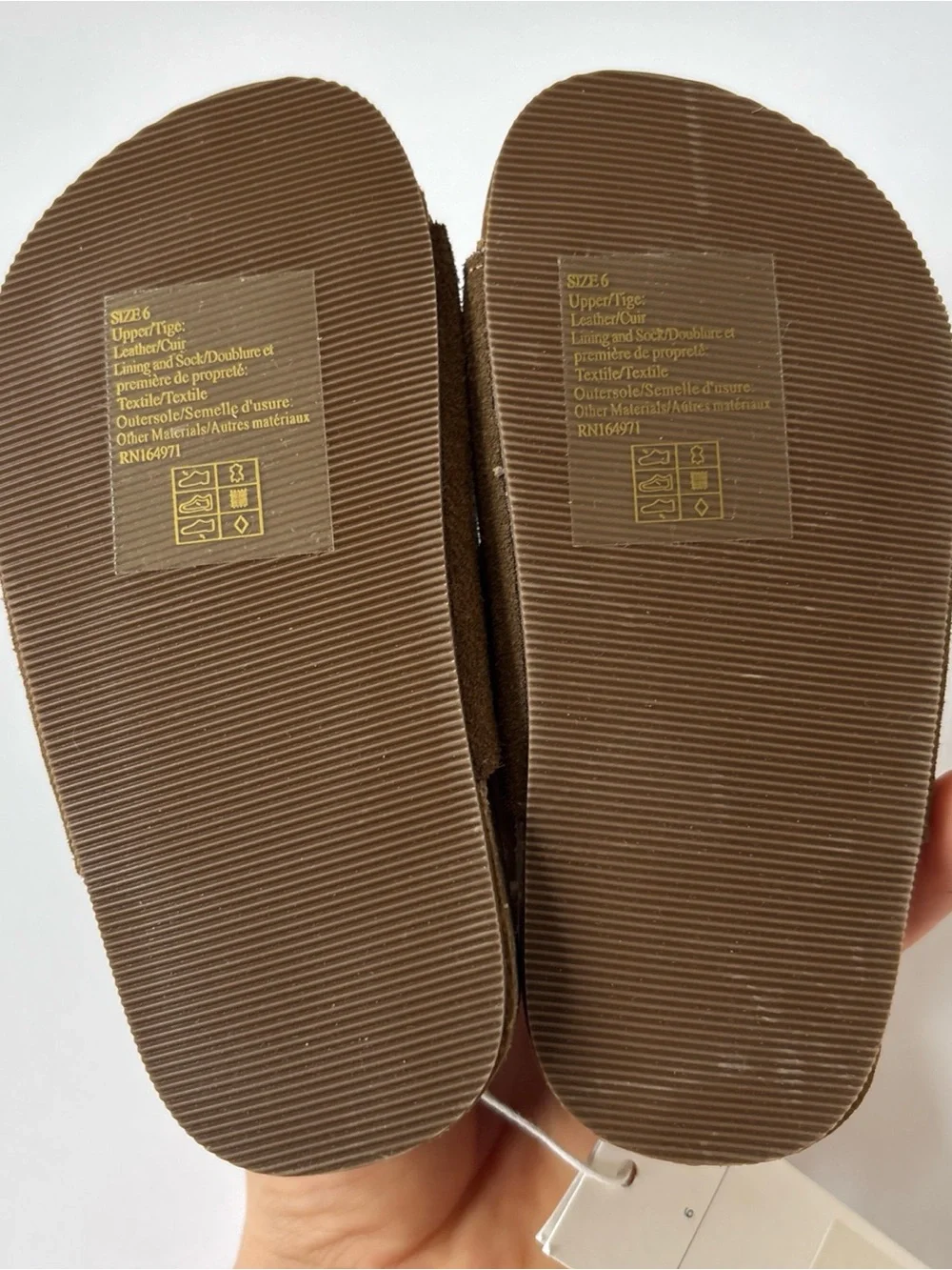 Janie‎ & Jack Brown Genuine Suede Buckle Sandal Slip On Size 6 Touch Close Strap